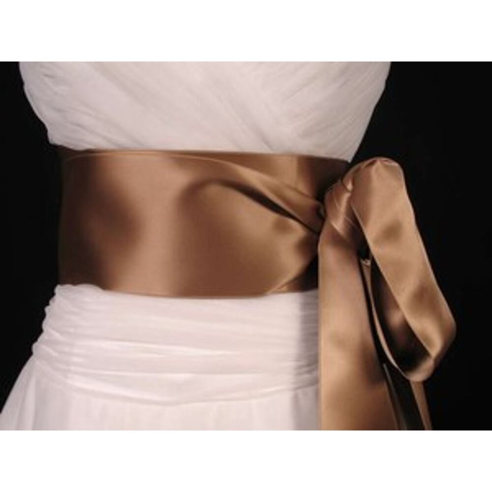 Sable Brown Swiss Double Faced Satin Ribbon Sash Belt 4" x 4 1/2 yds long